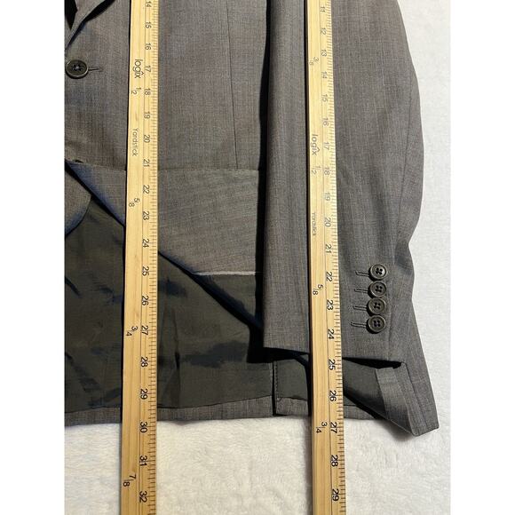 Armani Collezioni G-Line 42R 38x28 Slim Italian Cut Gray Blue Tan Stripe Suit - Picture 13 of 16